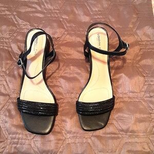LONDON FOG BLACK SEQUIN SANDAL 8 1/2 M